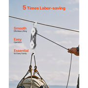 Load image into Gallery viewer, SucceBuy 4400Lbs Pulley Hoist System 5:1 Lifting Power w/ 2Soft Loops &amp; 100ft Rope Block Tackle for Garage Lifting Heavy Objects - AMOCART
