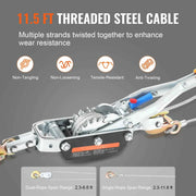 Load image into Gallery viewer, SucceBuy 5T Come Along Winch Ratchet Power Puller Tool with 11.5ft Steel Cable Automotive Hoist Cable Puller for Vehicle Rescue
