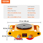 Load image into Gallery viewer, Amocart 6/8/12T Machinery Skate Dolly Industrial Mover with 4 PU Wheels &amp; 360° Non-Slip Cap for Warehouse Workshop Factory
