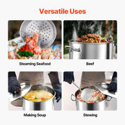 Load image into Gallery viewer, SucceBuy 36-100QT Stainless Steel Stockpot Cooking Pots Cookware Sauce Pot with Basket Lid Heavy Duty Commercial Grade Stock Pot - AMOCART

