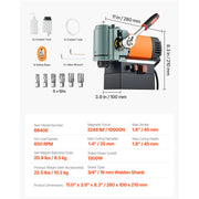 Bild in Galerie-Viewer laden, Amocart 1300 W Low Profile Magnetic Drill Press 1.4 in Boring Diameter 2248 lbf Power 650RPM Mag Drill Press for Metal Surface
