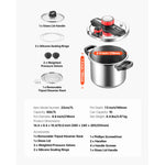 Amocart 6.3 8 10 12 Qt Pressure Cooker Stainless Steel Pressures Canner with Steaming Rack Tempered Glass Lid for Meat, Beans,
