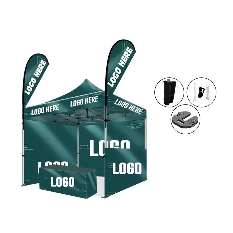 3x3 Custom Print Pop Up Canopy Tent with Flag Wall for Events and Trade Shows Amocart