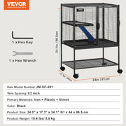 Load image into Gallery viewer, Amocart 64.6" Rolling Metal Ferret Cage Large 4-Tier Critter Nation Cage Small Animal Cage for Rats Hamster Guinea Chinchilla
