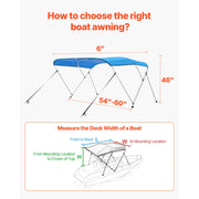Load image into Gallery viewer, SucceBuy 3 Bow Boat Bimini Tops 600D Polyester Canopy with Aluminum Alloy Frame Waterproof Sun Shade Awning Canopy Fit for Boat
