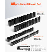 Load image into Gallery viewer, SucceBuy 26/65PCs US Drive Impact Socket Set Deep Standard Socket Set SAE Metric 6 Point CR-V Cr-Mo Alloy Steel Auto Repair
