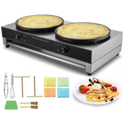 Load image into Gallery viewer, Amocart 16inch Electric Crepe Maker Double Head Commercial Crepe Machine 3400W Flat Plate Crepe Griddle Nonstick Pancake Stove
