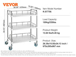Amocart Lab Trolley 3-Layer Rolling Cart Metal Mobile Trolley  220 lbs Weight Capacity for Lab Clinic Beauty and Salon