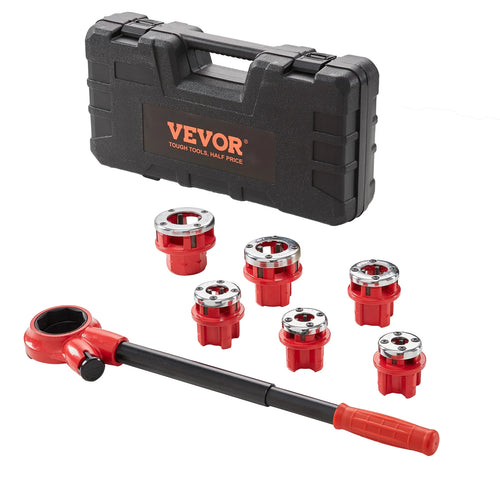 SucceBuy Manual Pipe Threader Ratchet Tool Portable Pipe Threading Set with 6PCS Dies for Galvanized Aluminum Iron Copper Pipes