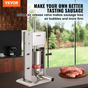 Load image into Gallery viewer, SucceBuy Manual Sausage Stuffer 5LBS/3L Capacity Two Speed 304 Stainless Steel Vertical Sausage Stuffer Sausage Filling Machine
