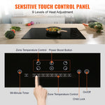 Amocart 5 Burners 30/36 Inch Electric Induction Cooktop Stove Hob Built-in Burner Cooker Sensor Touch Control Magnetic Cooker