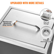 Load image into Gallery viewer, Amocart Ice Chest Stainless Steel Ice Cooler Commercial Ice Bin with Cover Outdoor Kitchen Ice Bar Drain-pipe and Drain Plug
