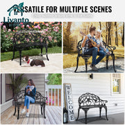 Charger l'image dans la visionneuse de galerie, SucceBuy Outdoor  Wooden Metal Garden for Outdoors 480 lbs Load Capacity Bench Outdoor Garden Park
