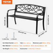 Charger l'image dans la visionneuse de galerie, Outdoor Bench Wooden Metal Garden Bench for Outdoors 480 lbs Load Capacity Bench Outdoor Garden Park Bench
