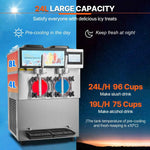 Amocart Commercial Slushy Machine 12L Singal or Double Tanks Cool and Freeze Modes, Stainless Steel Margarita Smoothie Frozen Drink Maker Slushie Machine for Party Cafes Restaurants Bars Home