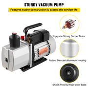 Charger l'image dans la visionneuse de galerie, Amocart 8CFM 2Stage Rotary Vane Professional Vacuum Pump (15Micron 3/4HP 1/4"flare 3/8 SAE 1/2"ACME inlet) for Air Conditioning

