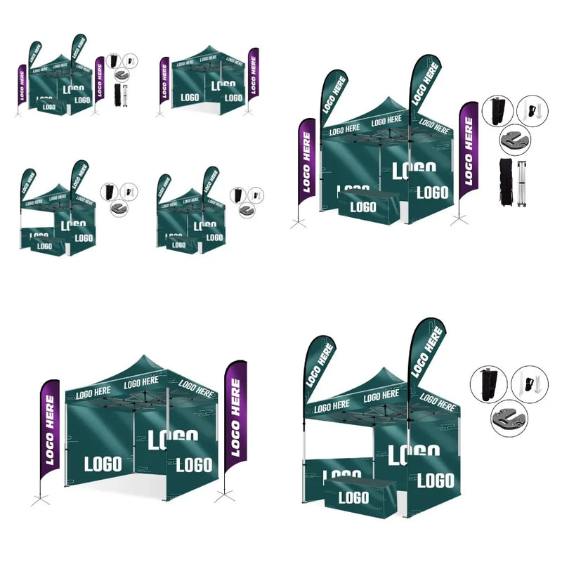 3x3 Custom Print Pop Up Canopy Tent with Flag Wall for Events and Trade Shows Amocart