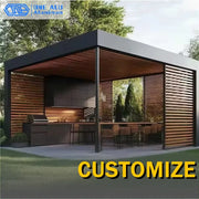 Load image into Gallery viewer, Motorized Bioclimatic Aluminum Pergola Adjustable Louvered Roof Outdoor Garden Gazebo For Patio Yard Deck All Weather Use
