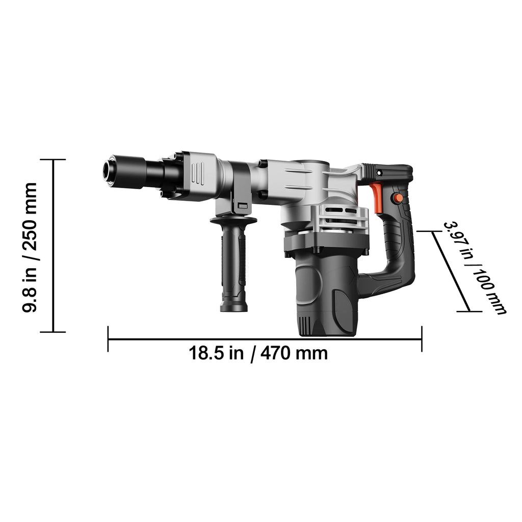 SucceBuy Electric Heavy Demolition Jack Hammer 1400W 2pcs Chisels Bits Chipping with Case 2900 BPM Concrete Breaker Gloves Black
