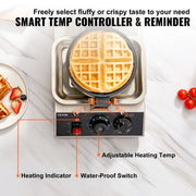 Load image into Gallery viewer, SucceBuy Electric Waffle Maker Stainless Steel Round Waffle Iron Non-Stick Waffle Baker Machine Teflon-Coated Baking Pans - AMOCART
