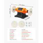 Amocart 1/2HP Bench Buffer Polisher 6-inch 3450RPM Single Speed  with 2PCS Cloth Wheels Cast Iron Base for Metal Wood Polishing