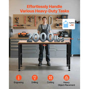 Load image into Gallery viewer, SucceBuy Multi Adjustable Workbench Woodworking Hardwood Work Bench with Power Outlets Foot Pads for Workshop Office Home Use
