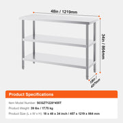 Load image into Gallery viewer, SucceBuy Stainless Steel Food Prep Table Commercial Kitchen Worktable with 2 Adjustable Undershelf for BBQ Kitchen Garage

