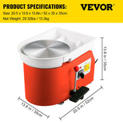 Load image into Gallery viewer, SucceBuy Electric Pottery Wheel Machine 28cm 350W Manual Handle Foot Pedal for School Ceramic Clay Working Forming DIY Art Craft
