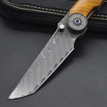 VG10 Damascus Steel Camphor Wood Handle Folding Knife With Back Clip Outdoor Camping Fishing Portable Tools Collecting Gifts EDC