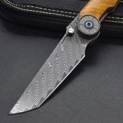 Load image into Gallery viewer, VG10 Damascus Steel Camphor Wood Handle Folding Knife With Back Clip Outdoor Camping Fishing Portable Tools Collecting Gifts EDC
