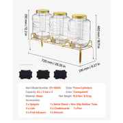 Load image into Gallery viewer, SucceBuy Beverage Dispenser Drink Dispensers for Parties, Glass Juice Dispenser with Metal Stand Lemonade Juice Water Dispensers - AMOCART
