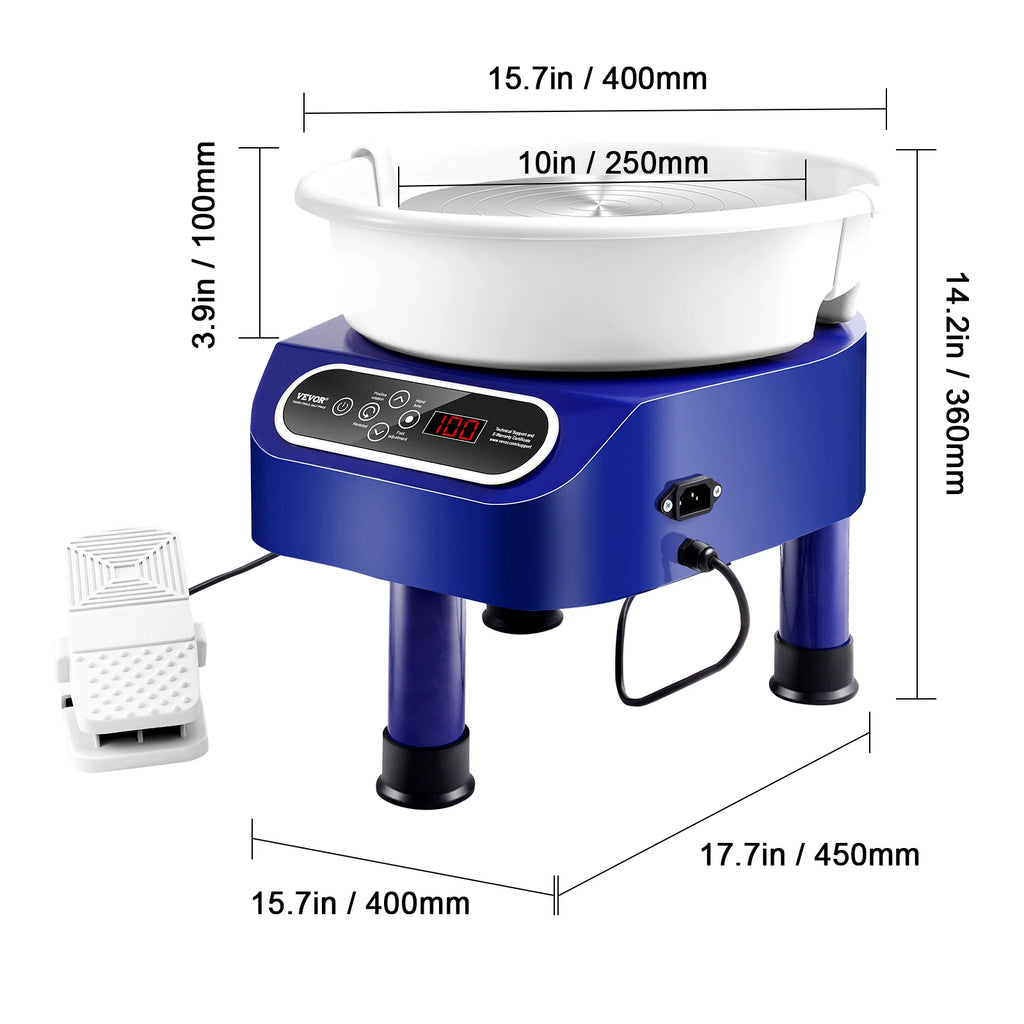 SucceBuy Pottery Wheel 11inch Pottery Forming Machine Direct Drive Ceramic Wheel 450W Electric Wheel for Pottery with Foot Pedal