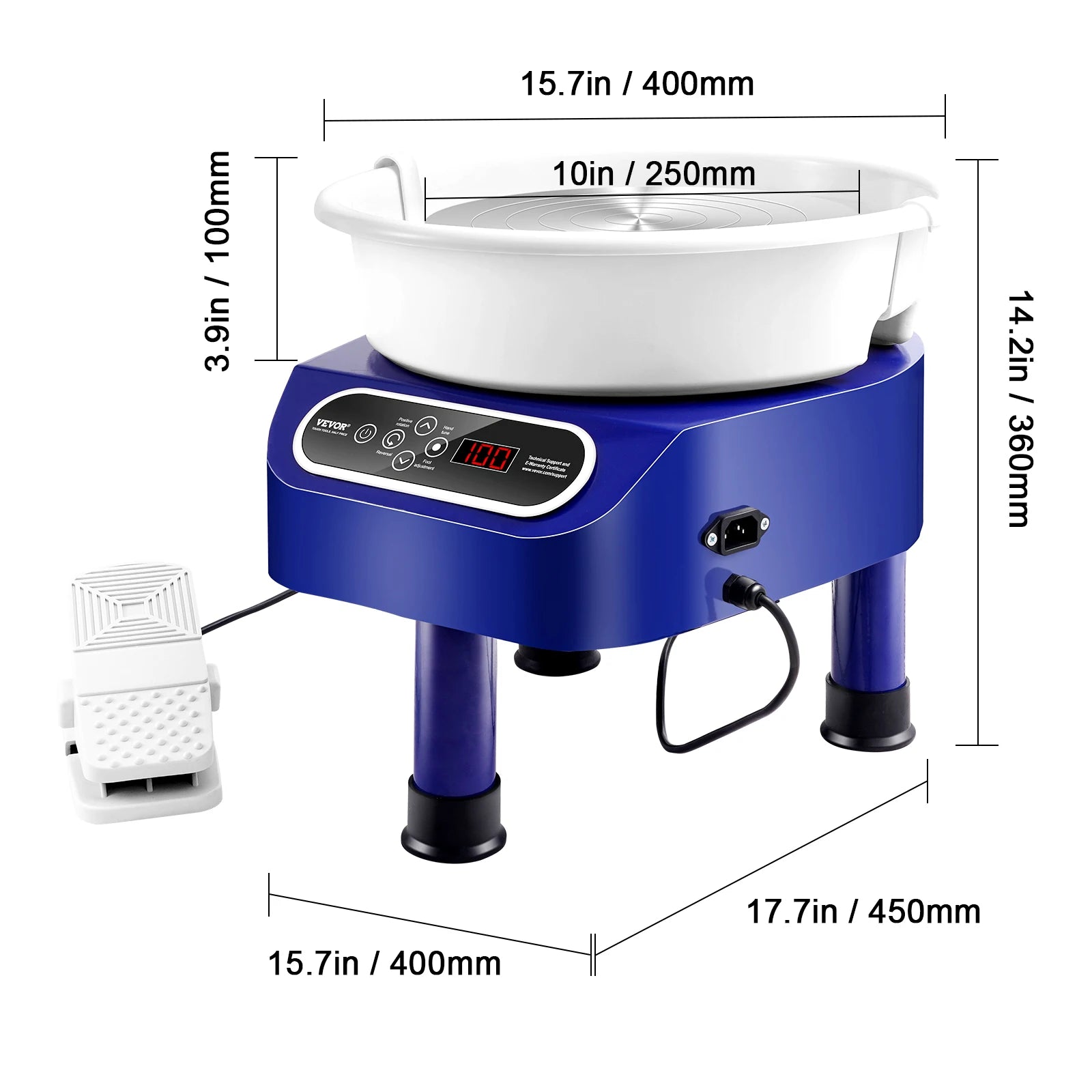 SucceBuy Pottery Wheel 11inch Pottery Forming Machine Direct Drive Ceramic Wheel 450W Electric Wheel for Pottery with Foot Pedal