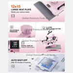 Amocart Heat Press Machine 12x15inch  8in 1 Heat Transfer Machine 360° Swing Away T-Shirt for T-Shirts/Mugs/Hats/Plates Pink
