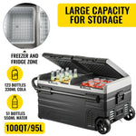 SucceBuy 75L 95L Small Car Fridge Portable Mini Dual Storage Zone Refrigerator Compressor Truck Freezer Cooler for Home Use