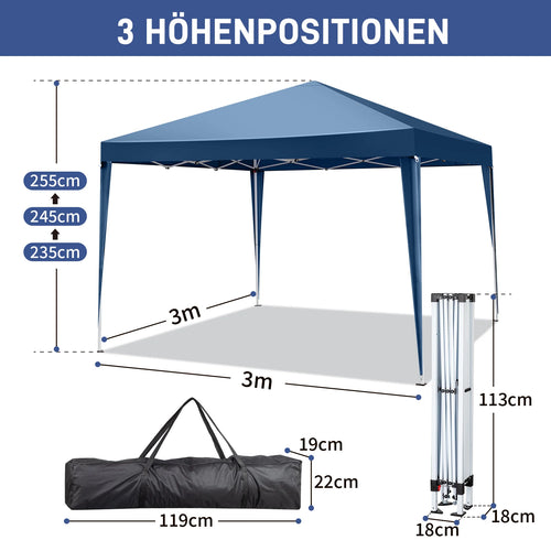 10x10 FT Pop Up Canopy Tent with 4 Sidewalls, Blue 210D Waterproof Oxford Folding Gazebo, 2 Doors & 2 Windows, Powder Coated Steel Frame Outdoor Shade Shelter with Carry Bag for Market Camping Events