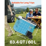 Amocart 12 Volt Car Refrigerator 60L/78L Car Fridge Portable Electric Cooler with Wheels and Handle for Outdoor Camping Travel