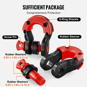 Load image into Gallery viewer, Amocart 2pcs 3/4" D-Ring Shackle U-Hook Loop Shackles with 7/8" Pin Isolators &amp; Washers for Jeep Off Road Vehicle Recovery
