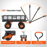 SucceBuy Garden Cart Sturdy Metal Utility Wagon with Cart Wheelbarrow Simple Assembly Versatile Dump with 400/880lbs Capacity