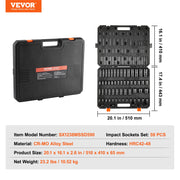 Load image into Gallery viewer, Amocart 3/8" &amp; 1/2" Drive Impact Socket Set 59 PCS Socket Set SAE 5/16" to 1-1/4" Metric 6-32mm 6 Point Cr-Mo Alloy Steel Set
