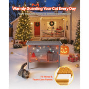 Charger l'image dans la visionneuse de galerie, SucceBuy Niche Chauffante pour Chats, Maison en Bois Isolée pour Chats d'Extérieur avec Tapis Chauffant, Toit en Asphalte Ouvrable pour 1 à 3 Chats en Hiver
