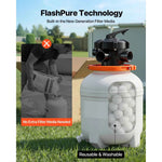 Amocart 12/14/16in FlashPure Sand Filter Pump with Timer for Above Ground Pool 0.5/0.75/1 HP 3000/3500/4400 GPH Media Installed