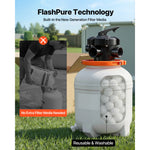 SucceBuy 12/14/16in FlashPure Sand Filter Pump with Timer for Above Ground Pool 0.5/0.75/1 HP 3000/3500/4400 GPH Media Installed