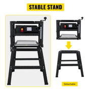 Charger l'image dans la visionneuse de galerie, Amocart Electric Planer 12.5/13 inch Thicknesser Wood Planer With Stand &amp; Dust Exhaust 1800W 8000RPM for Woodworking Power Tool
