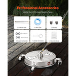 Amocart Pressure Washer Surface Cleaner PE/Stainless Steel Pressure Washer Attachments with 4 Wheels for Concrete Patio Deck