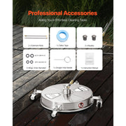 Charger l'image dans la visionneuse de galerie, Amocart Pressure Washer Surface Cleaner PE/Stainless Steel Pressure Washer Attachments with 4 Wheels for Concrete Patio Deck
