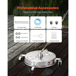 Amocart Pressure Washer Surface Cleaner PE/Stainless Steel Pressure Washer Attachments with 4 Wheels for Concrete Patio Deck