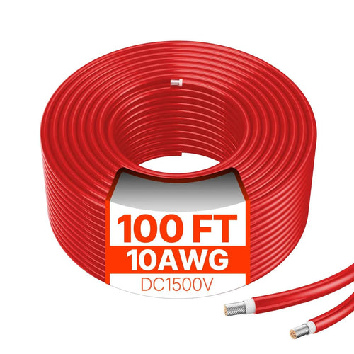 SucceBuy Câble d'extension pour panneau solaire 100FT 10AWG 6mm² IP67 Étanche pour panneaux solaires de maison, de bateau et de camping-car