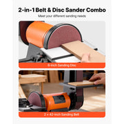 Charger l'image dans la visionneuse de galerie, Amocart 6in Disc Sander &amp; 2in x 42in Belt Sander 420W Bench Belt Disc Sanders Combo for DIY Woodworking Furniture Refinishing
