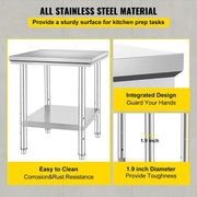 Load image into Gallery viewer, SucceBuy Stainless Steel Kitchen Work Bench Commercial Catering Table Worktable w/Undershelf 330LBS 286LBS for Restaurant Garage
